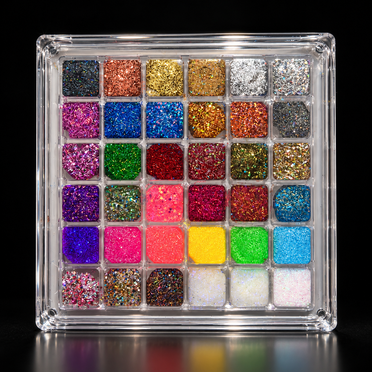 36 color glitter gel case travel size